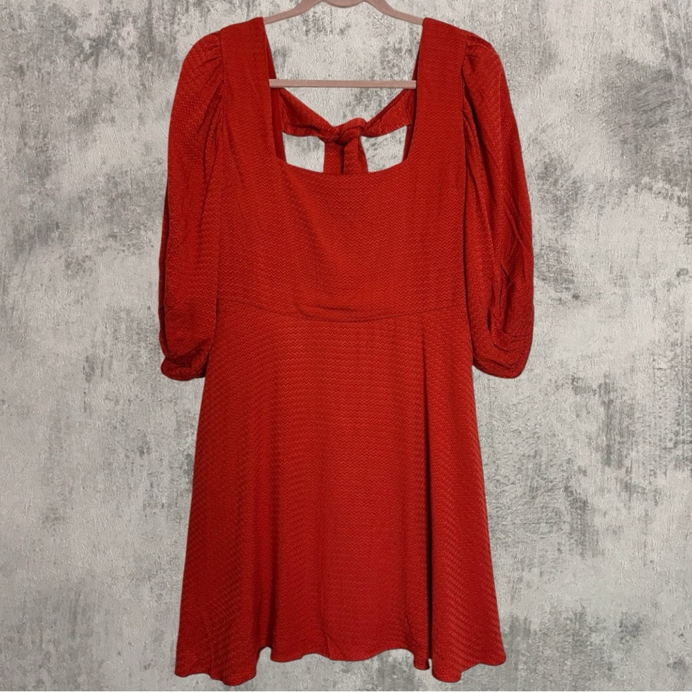 NWT Band of the Free Josette Aurora Rust Red Puff Sleeve Dress Size M
